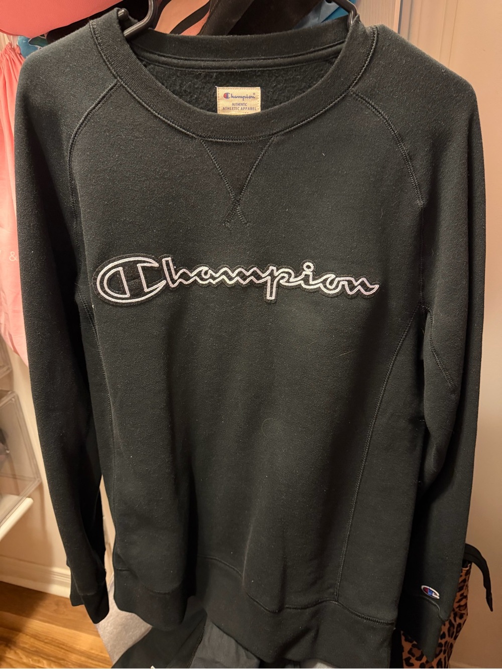 Champion Black Logo Crewneck Sweatshirt